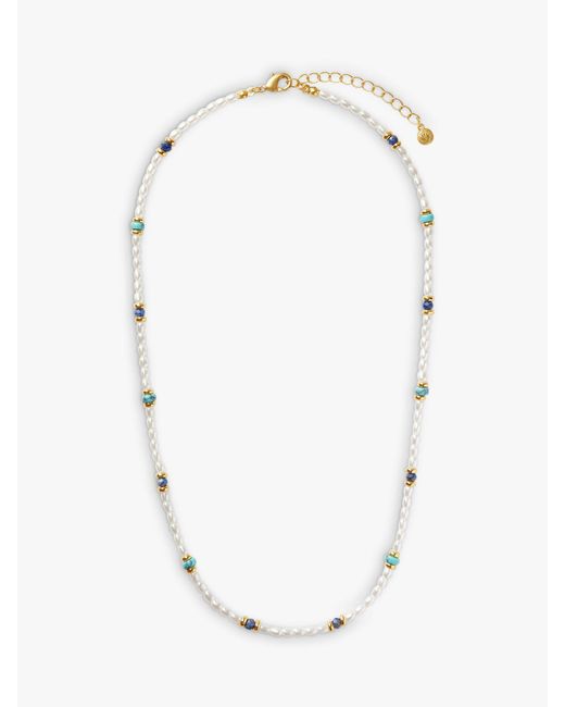 Orelia White Pearl & Semi Precious Stone Beaded Necklace