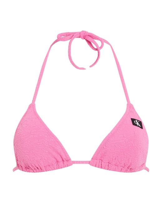 Calvin Klein Pink Textured Triangle String Bikini Top