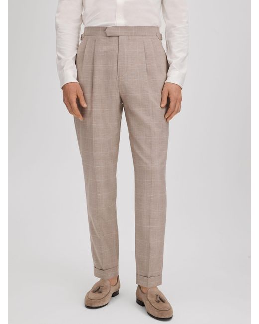 Reiss Natural Collect Hopsack Check Trousers for men