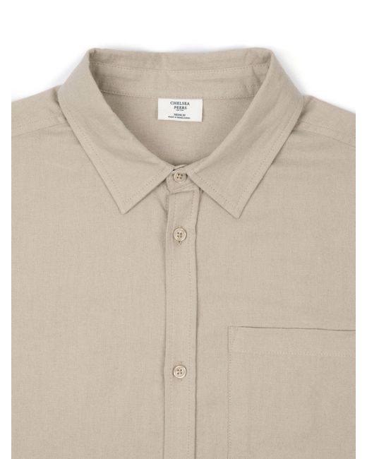 Chelsea Peers White Linen Blend Long Sleeve Shirt for men
