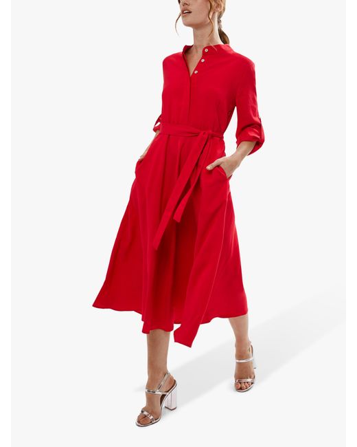 James Lakeland Red Roll Sleeve Midi Dress