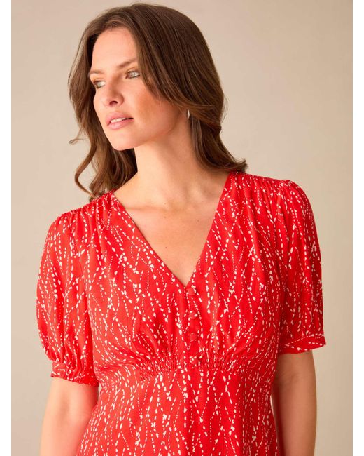 Ro&zo Red Abstract Print Puff Sleeve Mini Dress