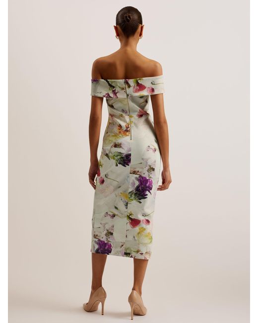 Ted Baker Natural Merreen Scuba Floral Midi Dress