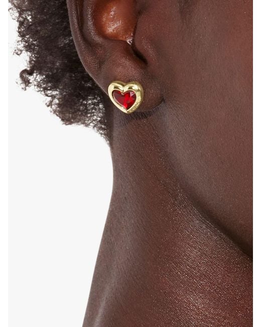 COACH Red Crystal Heart Stud Earrings