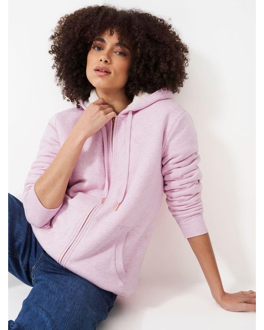 Crew Borg Lined Zip Through Hoodie in Pink Lyst UK