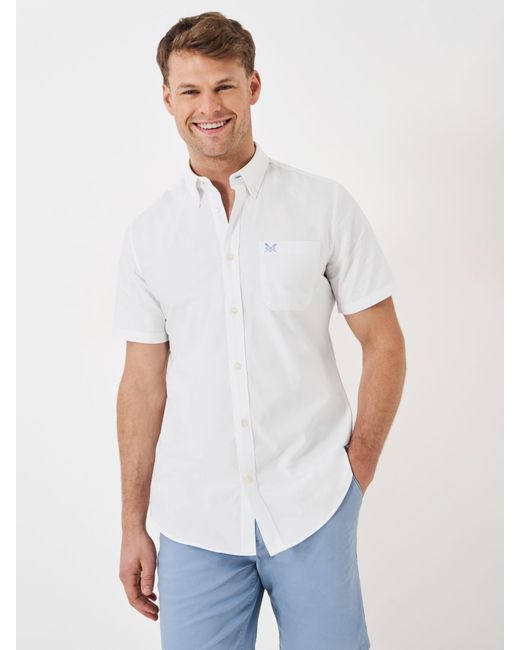 Crew White Short Sleeve Oxford Shirt for men