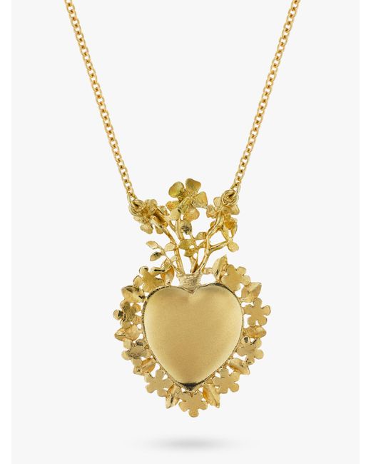 Alex Monroe Metallic Heart Rose Pendant Necklace