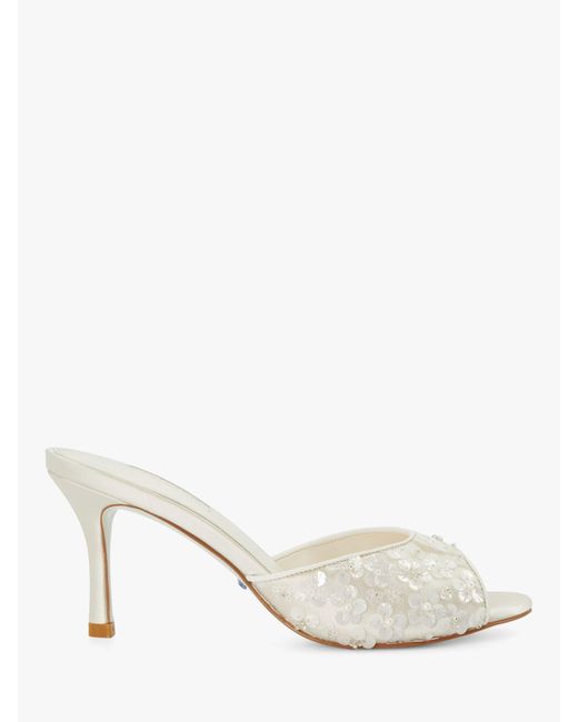 Dune White Bridal Collection Minimoon Sequin Embellished Mules