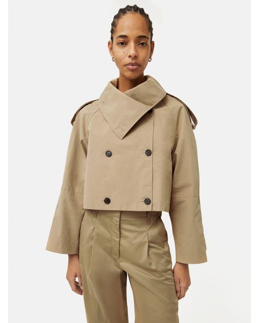 Jigsaw Natural Double Breasted Cropped Trench Coat