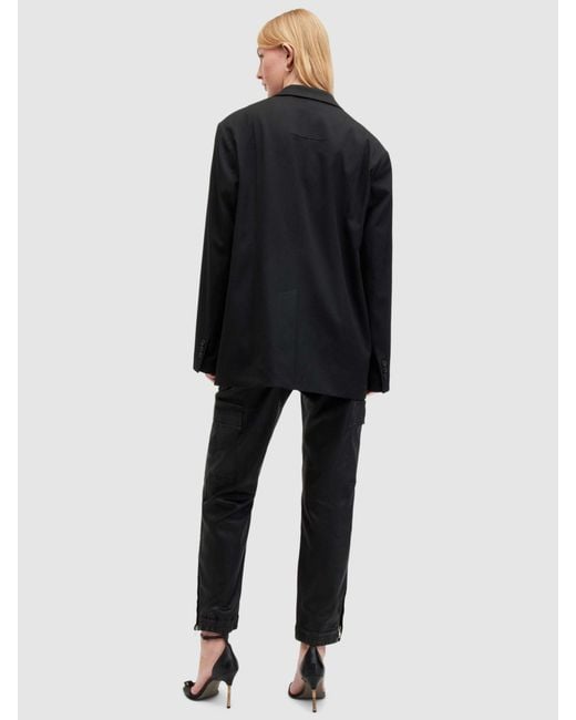 AllSaints Black Nola Coated Trousers