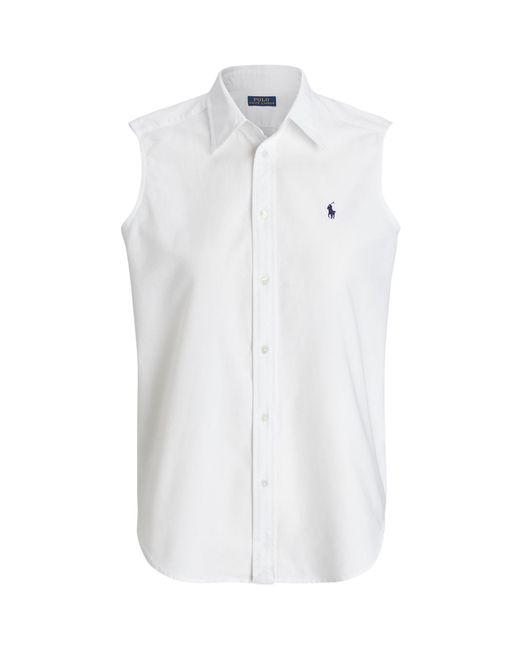 Ralph Lauren White Polo Sleeveless Cotton Shirt