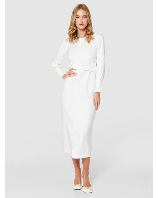 Closet White Pencil Drape Midi Dress