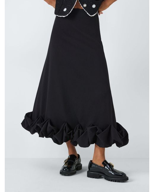Sister Jane Black Floral Ornament Midi Skirt