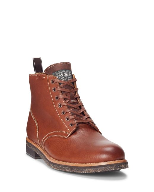 Ralph Lauren Brown Tumbled Leather Boots for men