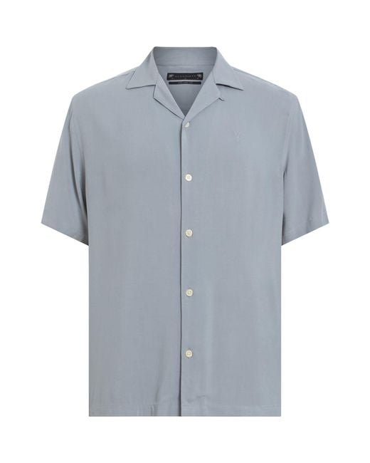 AllSaints Blue Venice Short Sleeve Shirt for men