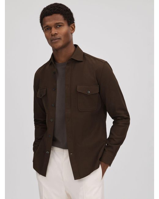 Reiss Brown Arlo Long Sleeve Textured Shirt for men