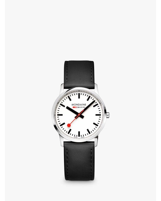 Mondaine White Simply Elegant Leather Strap Watch