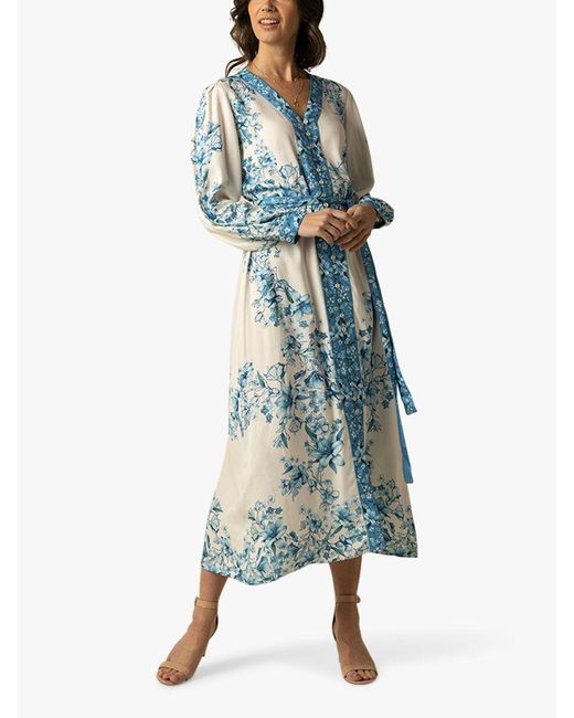 Raishma Blue Jocelyn Floral Midi Dress