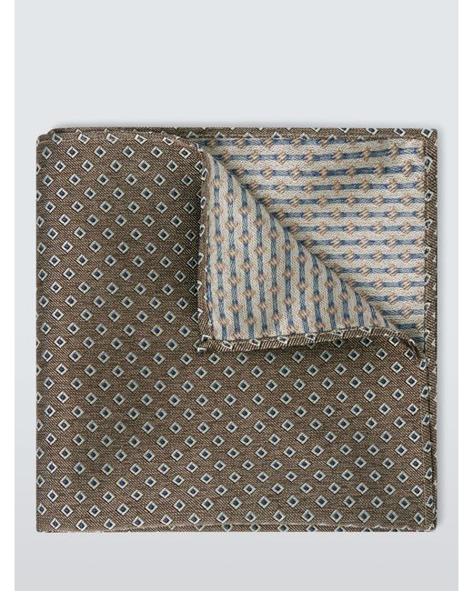 John Lewis Gray Silk Tile Pocket Square for men