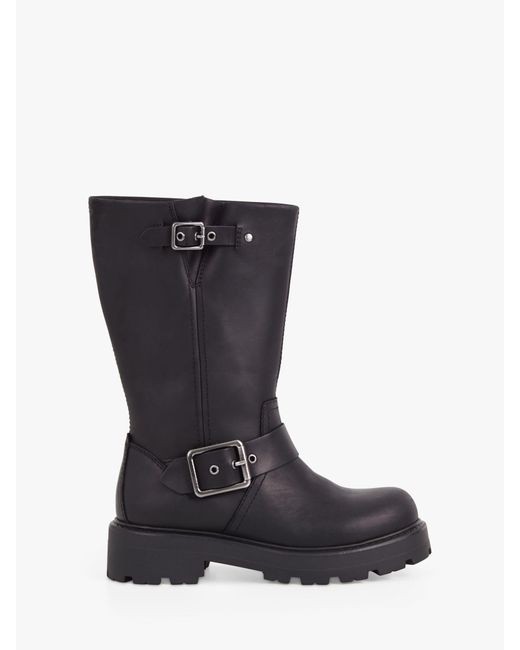 Vagabond Shoemakers Cosmo 2.0 Nubuck Buckle Biker Boots in Black