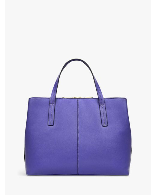 Radley Purple Dukes Place Leather Medium Zip-top Grab Bag
