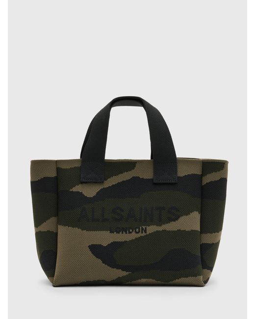 AllSaints Black Izzy Knitted Camouflague Mini Tote Bag