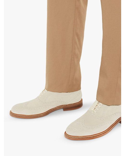 Dune White Solihull Suede Oxford Brogue Shoes for men