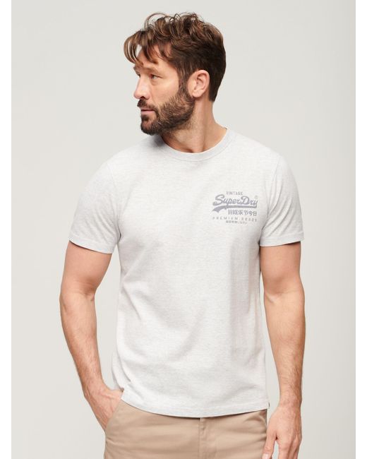 Superdry White Vintage Logo Heritage Chest T-shirt for men