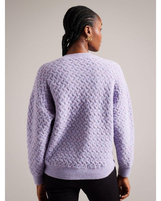 Ted Baker Purple Morlea Horizontal Cable Knit Easy Fit Jumper