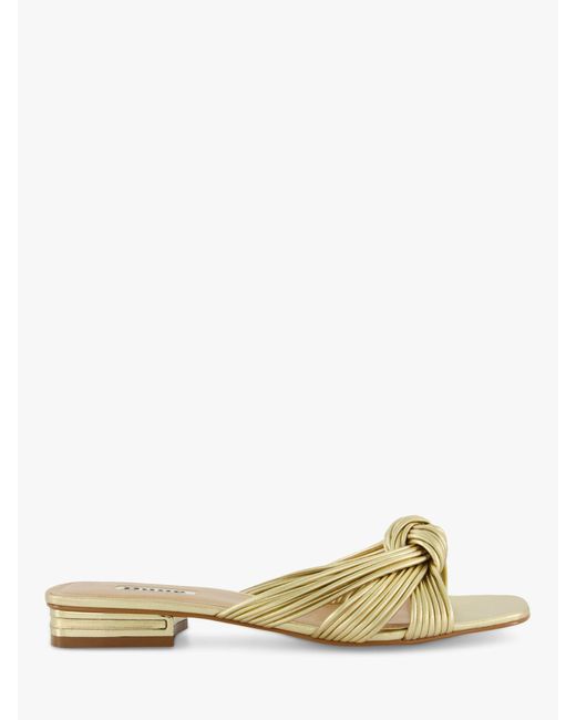 Dune Natural Leyla Leather Knotted Strap Sandals