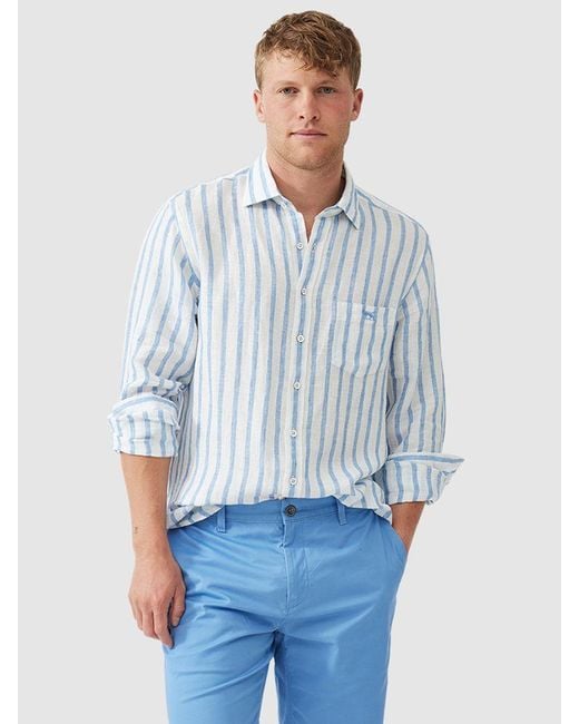Rodd & Gunn Blue Napier South Linen Regular Fit Long Sleeve Shirt for men