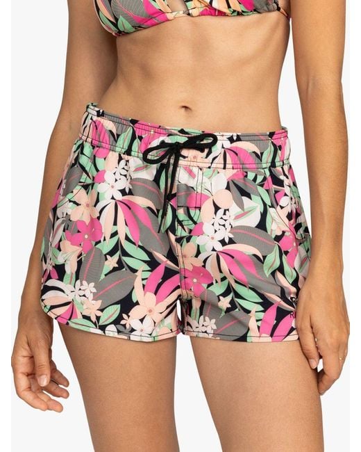 Roxy Red Palm Print Wave Board Shorts