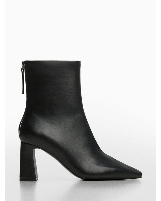 Mango Black Limo Faux Leather Zip Up Ankle Boot