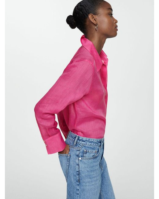 Mango Pink Long Sleeve Satin Shirt