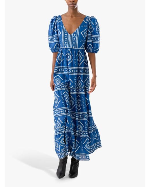 Lolly's Laundry Blue Gambo Abstract Print Maxi Dress