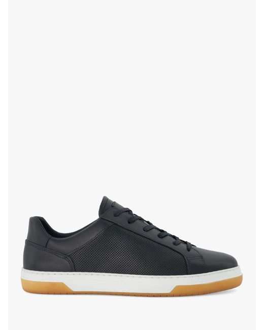 Dune Blue Tie Leather Black Trainers for men