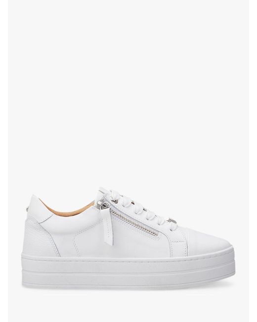 Moda In Pelle White Abbiy Zip Detail Leather Trainers