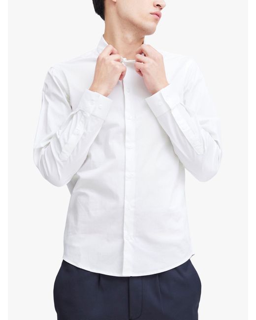 Casual Friday White Palle Slim Fit Stretch Long Sleeve Shirt for men