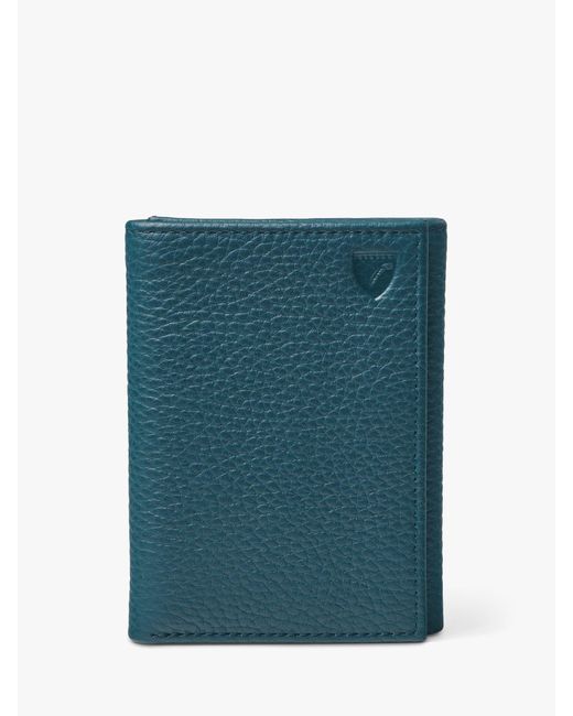 Aspinal of London Full Pebble Leather Trifold Wallet in Blue for Men ...