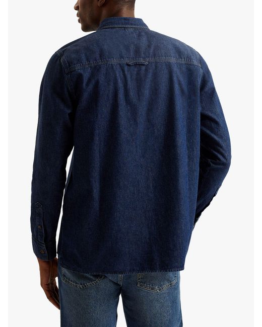 Ted Baker Blue Veyle Long Sleeve Denim Shirt for men