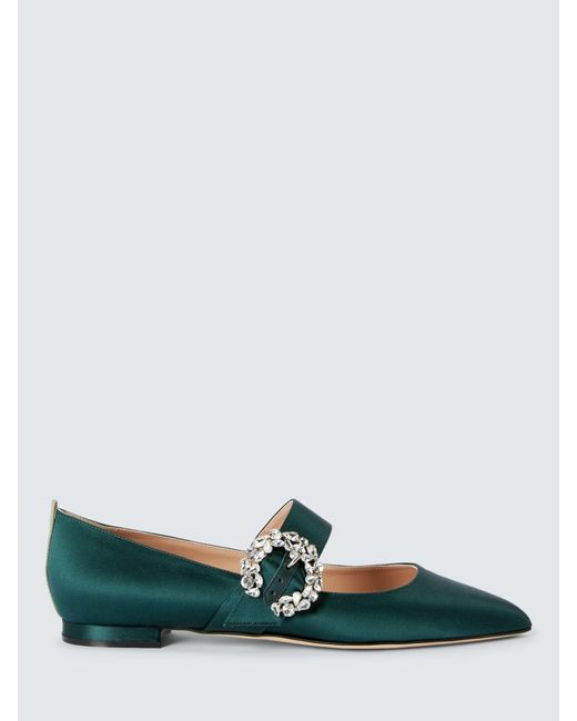 SJP by Sarah Jessica Parker Green Chime Satin Pointed Mary Jane Flats