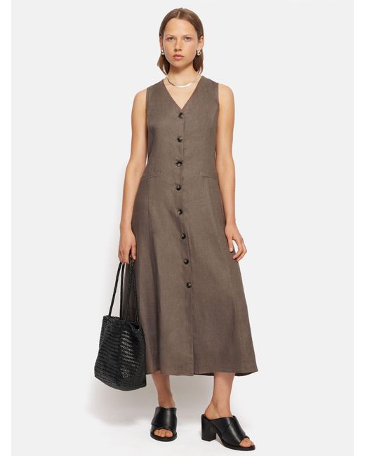 Jigsaw Natural Linen Waistcoat Midi Dress