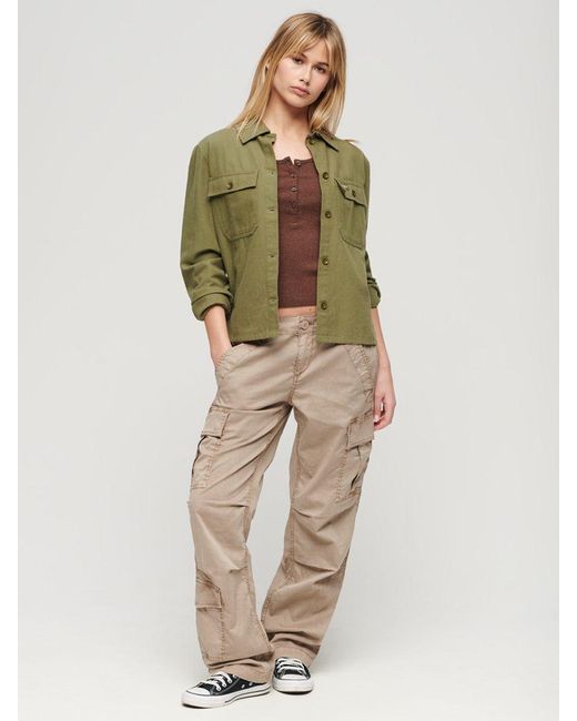Superdry Natural Low Rise Straight Cargo Trousers
