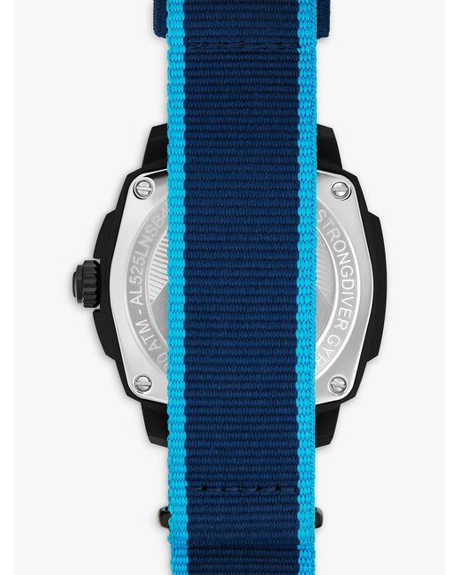 Alpina Blue Al-525lnsb4vg6 Seastrong Gyre Diver Fabric Strap Watch for men