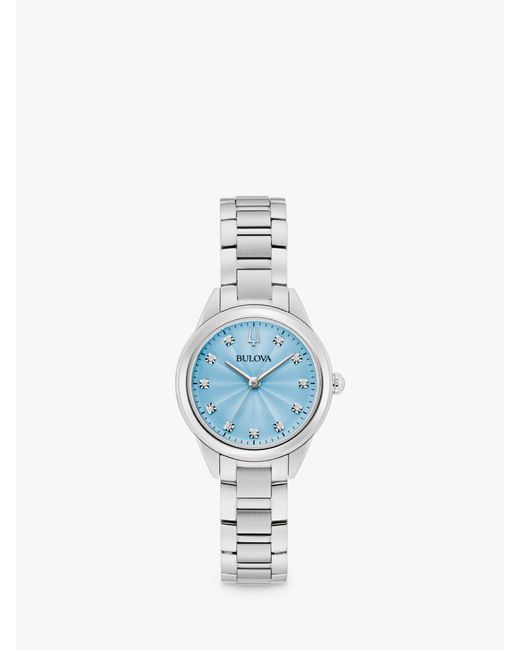Bulova Blue 96p250 Sutton Diamond Bracelet Strap Watch