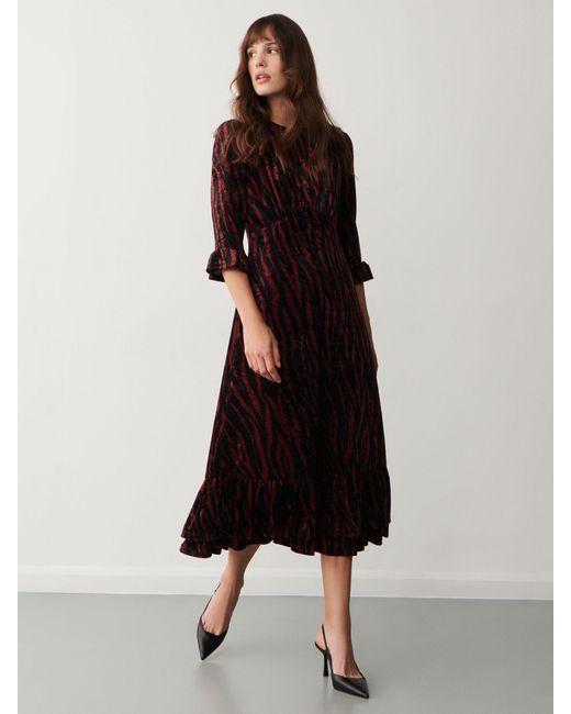 Finery London Black Rosaline Zebra Print Midi Dress