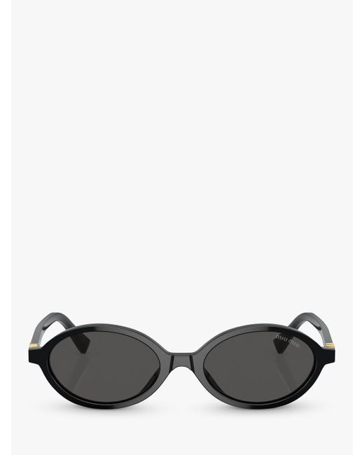 Miu Miu Black Mu 04zs Oval Sunglasses