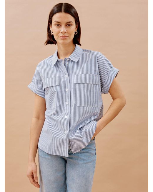 Albaray Blue Ticking Stripe Boxy Shirt