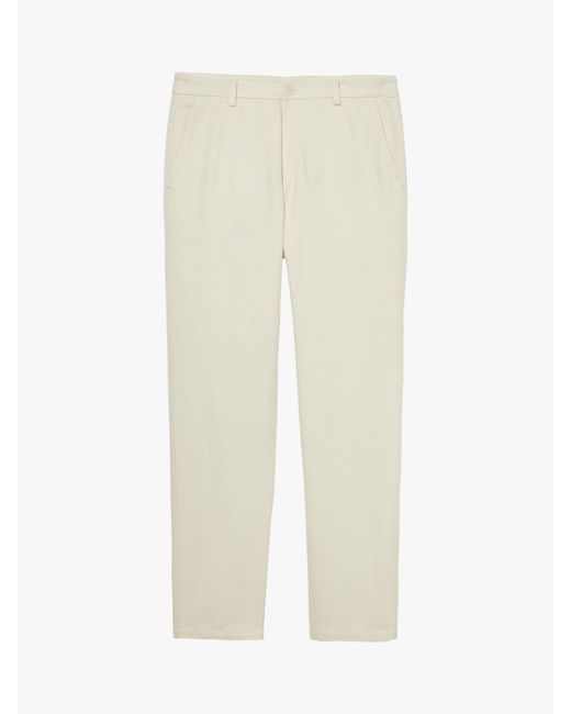 Sisley White Slim Fit Cotton Twill Trousers for men