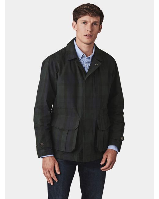 Crew Black Welby Check Wax Jacket for men